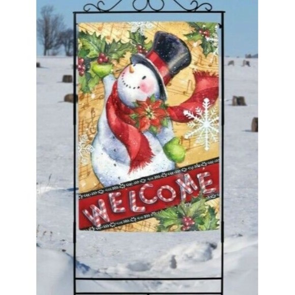 Toland - Candy Cane Snowman Welcome House Flag - 28x40 - Picture 6 of 6